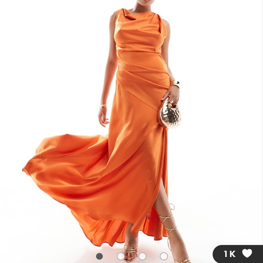 Long Satin Burnt Orange Dress